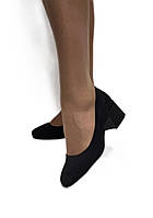 Замшеві чорні туфлі на підборах 33 34 35 36