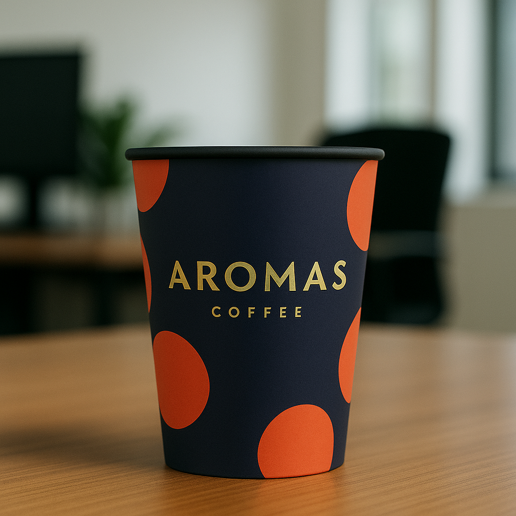 Стакани з чорною основою з логотипом, одношарові, 340 мл 1000 шт, фото 1