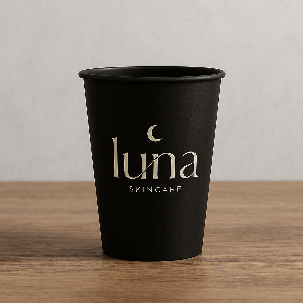 Стакани з чорною основою з логотипом, одношарові, 340 мл 500 шт, фото 1