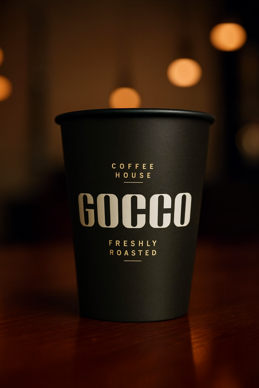 Стакани з чорною основою з логотипом, одношарові, 340 мл 5000 шт, фото 1