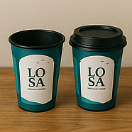 Стакани з чорною основою з логотипом, одношарові, 340 мл 2500 шт, фото 6