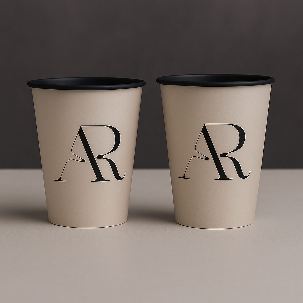 Стакани з чорною основою з логотипом, одношарові, 400 мл 5000 шт, фото 1