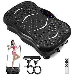 Фітнес-платформа з 2 еспандерами та пультом, до 150 кг / Тренажер з віброплатформою для вправ на все тіло