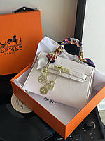 Сумка Hermes Kelly з хустинкою білий Є