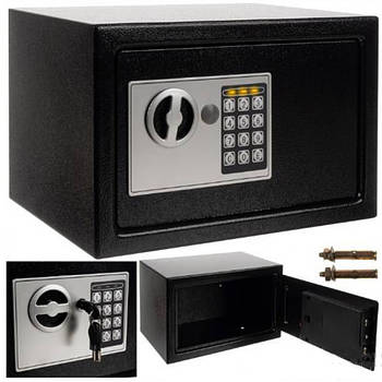 Сейф меблевий з електронним кодом та ключем 22х17х17 см, Malatec / Електронний сейф