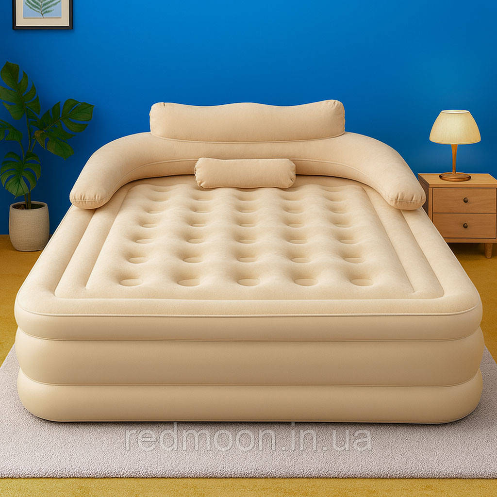 Надувний матрац з акумуляторним насосом, 205х182х75см, до 300 кг, JR-5065 / Двомісний матрац-ліжко, фото 1