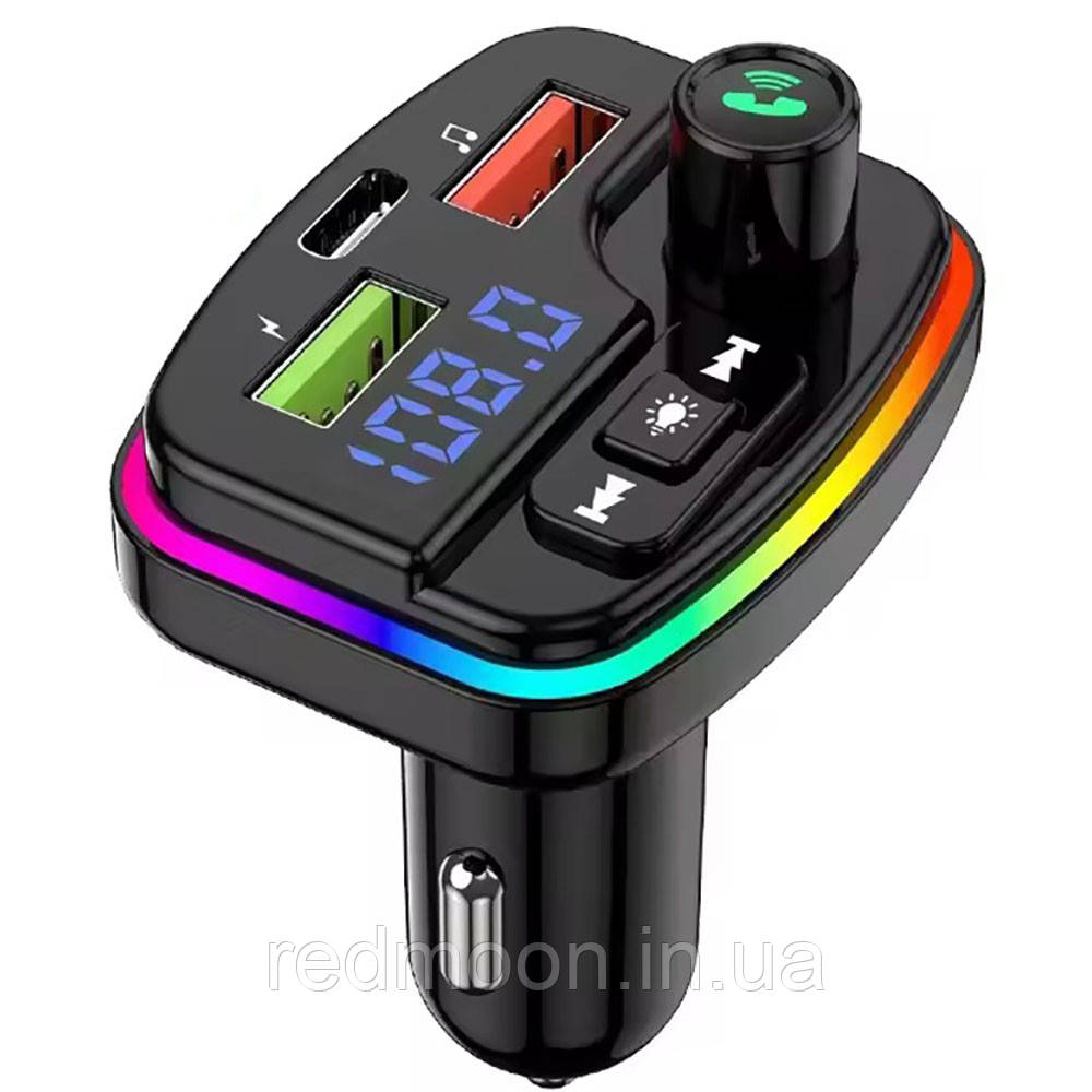 Автомобільний FM трансмітер із зарядкою, 2хUSB, Type-C, PERVOI CTC-732 / FM модулятор для автомобіля, фото 1