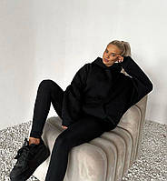 Костюм жіночий об'ємне худі жіноче оверсайз із капюшоном тринитка на флісі та лосини S M, M L