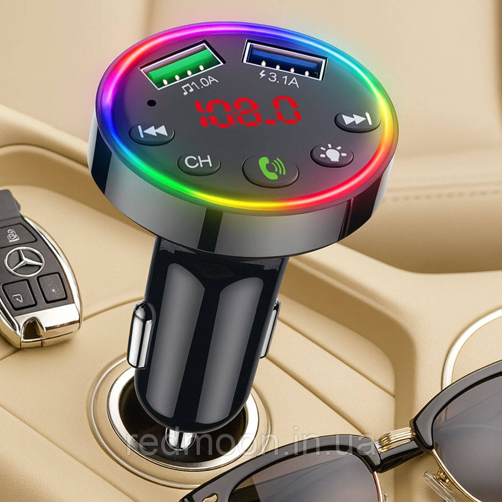 Автомобільний трансмітер з Bluetooth, FM, 2хUSB 3.1A, CTC-109 / FM-модулятор у машину / ФМ модулятор в авто, фото 1