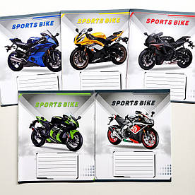 Зошит шкільний в клітинку 12 аркушів Лідер, Спортбайк