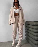 Теплий повсякденний костюм жіночий кофта на блискавці без капюшона та штани тринитка на флісі 42-44 44-46