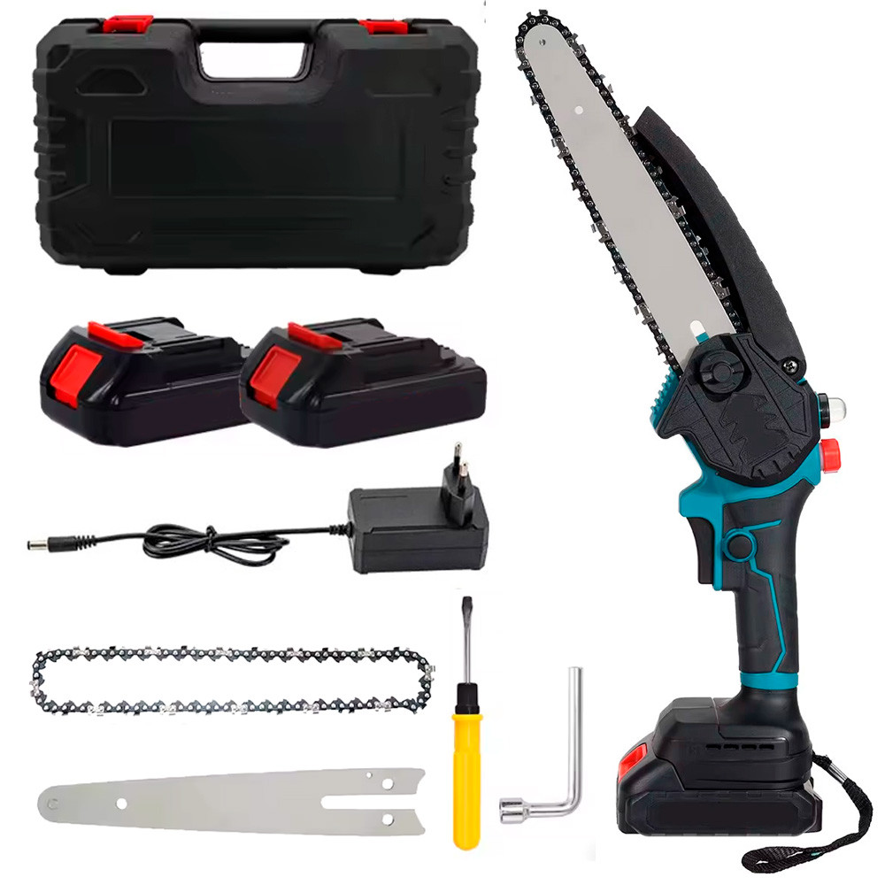Акумуляторна пила ланцюгова 8" в кейсі + 2 АКБ / Електропила акумуляторна / Ланцюгова міні пила, фото 1
