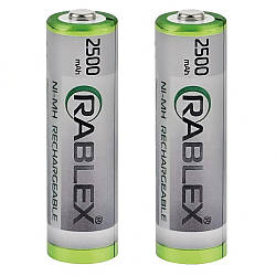 2шт Акумуляторна батарейка HR6/АА 2500mАh, NI-MH, RABLEX / Багаторазова батарейка / Пальчиковий акумулятор
