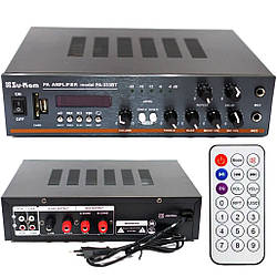 Двоканальний підсилювач потужності звуку 2х100Вт + пульт, AMP 333 BT / Музичний підсилювач звуку для колонок