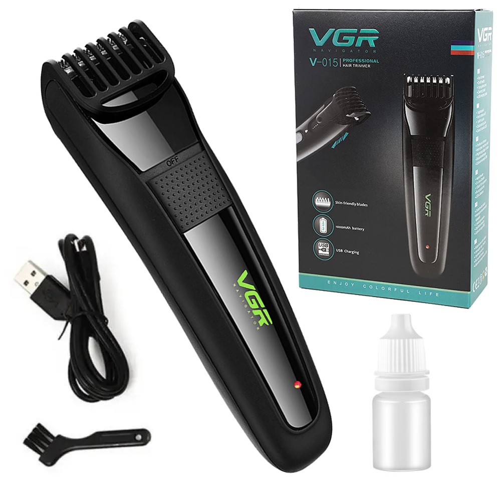 Машинка для стрижки волосся VGR V-015, з акумулятором та USB / Бездротова акумуляторна машинка триммер, фото 1