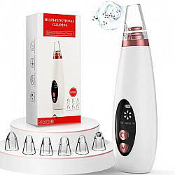 Вакуумний апарат для чищення пор Pore Cleaner MA-59 + 6 насадок / Бездротовий очищувач шкіри обличчя від чорних цяток
