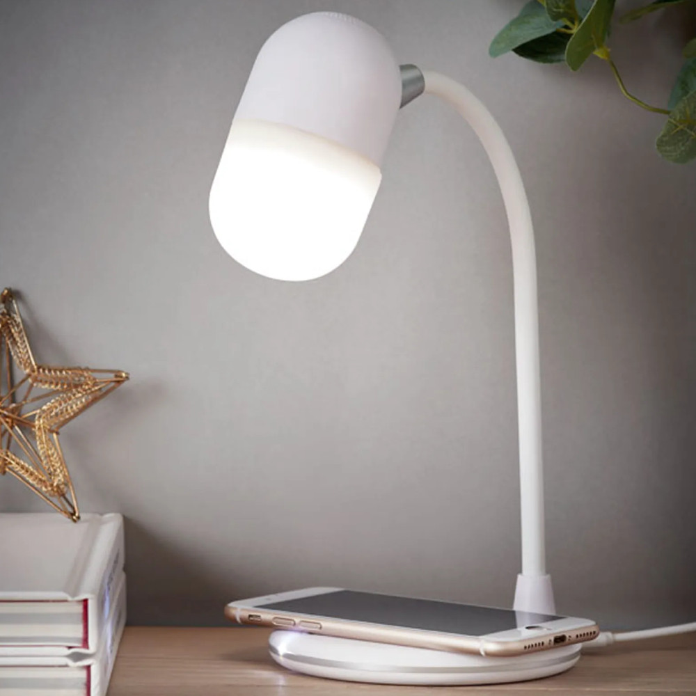 Настільний нічник з бездротовою зарядкою MD-088, від USB / Гнучка лампа-капсула з Bluetooth колонкою, фото 1