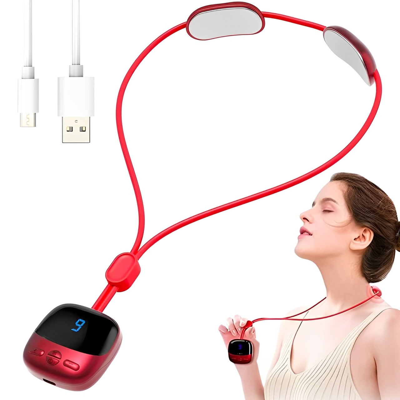 Імпульсний масажер для шиї NECK MASSAGER LY-480, від USB / Розслаблюючий електромасажер для плечей, фото 1