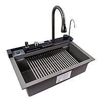 Кухонна гранітна мийка Valeso IRENA 6846 сірий мусон з комплектом