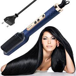 Гребінець-випрямляч для волосся 45 Вт, RAF R412B, Синій/Красочка для волосся/Випрямляч із турмаліновим