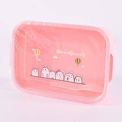 Ланч-бокс з ложкою, 20х14х7см, Рожевий / Судок для їжі / Контейнер для їжі / Ланч бокс