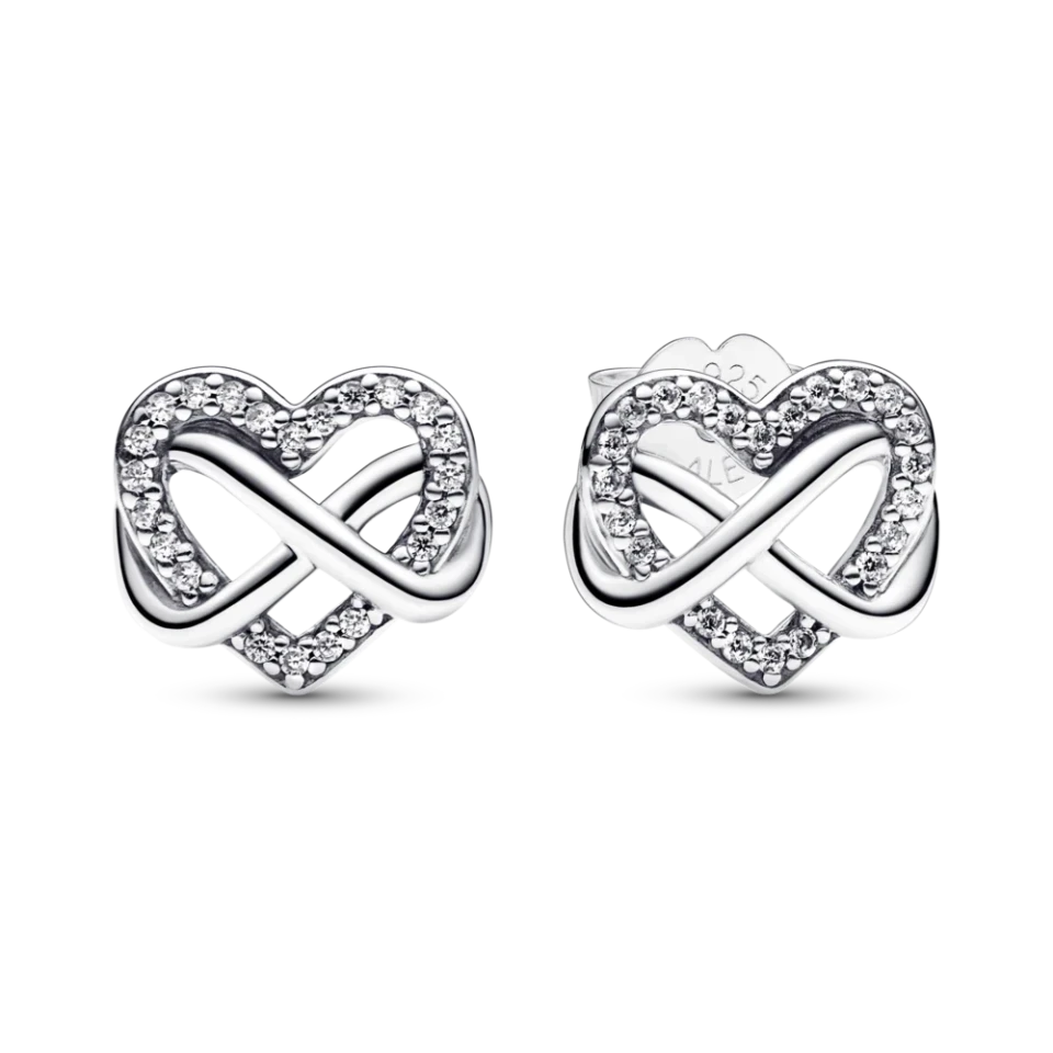 Срібні сережки Pandora «Блискуче серце нескінченності» 292667C01, фото 1