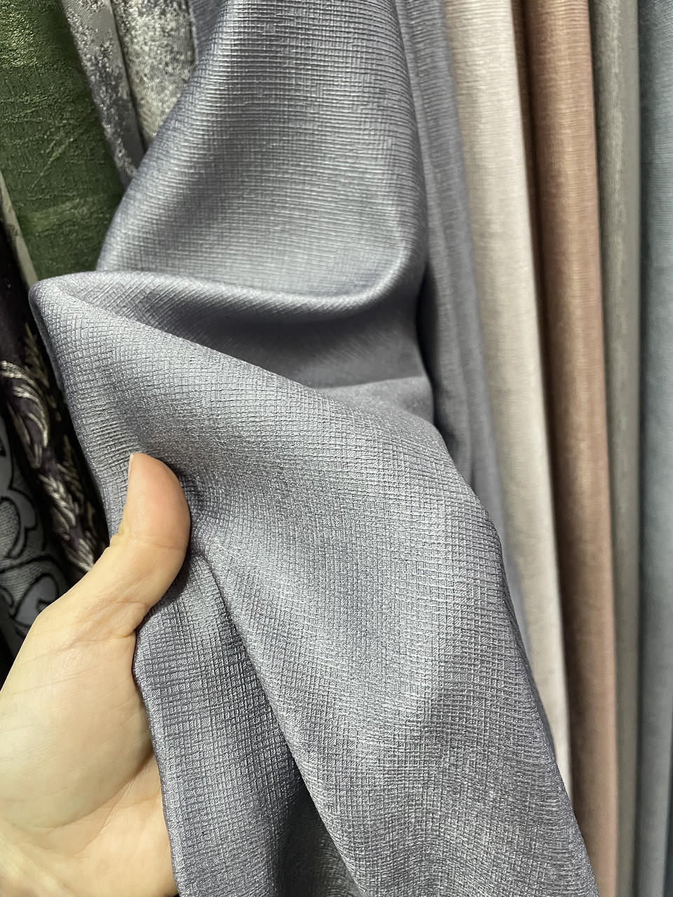 Тканина для штор блекаут велюр мішковина сіра двостороння, фото 1