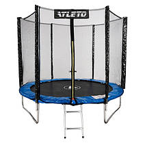 Дитячий спортивний вуличний батут із захисною сіткою та драбиною 252 см Atleto для дому дачі вулиці, фото 5