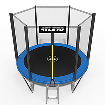 Дитячий спортивний вуличний батут із зовнішньою захисною сіткою і драбиною 312 см Atleto синій для дачі вулиці дому, фото 4