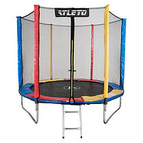 Дитячий спортивний вуличний батут із захисною сіткою і драбиною Atleto 252 см multikolor для дачі вулиці, фото 3