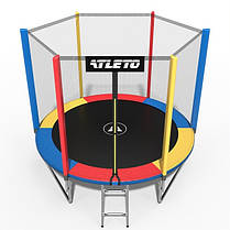 Дитячий спортивний вуличний батут із захисною сіткою і драбиною Atleto 252 см multikolor для дачі вулиці, фото 5