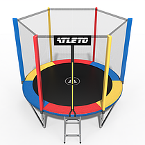 Дитячий спортивний вуличний батут із захисною сіткою і драбиною 312 см Atleto Multikolor різнокольоровий для дачі вулиці, фото 3
