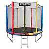 Дитячий спортивний вуличний батут із захисною сіткою і драбиною 312 см Atleto Multikolor різнокольоровий для дачі вулиці, фото 8