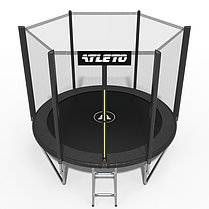 Дитячий спортивний вуличний батут з сіткою і драбинкою 252 см Atleto чорний для будинку дачі вулиці, фото 3