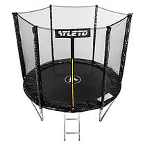 Дитячий спортивний вуличний батут з сіткою і драбинкою 252 см Atleto чорний для будинку дачі вулиці, фото 4