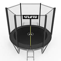 Дитячий спортивний вуличний батут з сіткою і драбинкою 252 см Atleto чорний для будинку дачі вулиці, фото 5