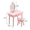 Туалетний столик з дзеркалом, табуретом і LED підсвіткою Bonro B-084 рожевий (косметичний стіл для макіяжу), фото 10
