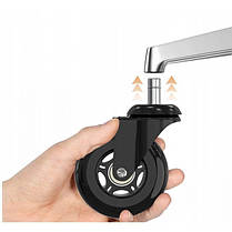 Колесо до офісного крісла гумове комплект 5 шт Bonro чорне, фото 3