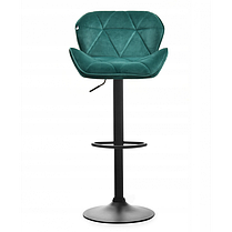 Барний стілець зі спинкою (барне крісло, барне стуло) Bonro B-087 зелений велюр на чорній металевій основі для кухні, бару, салону, фото 4