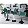 Барний стілець зі спинкою (барне крісло, барне стуло) Bonro B-087 зелений велюр на чорній металевій основі для кухні, бару, салону, фото 9