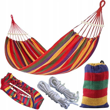 Гамак двомісний підвісний з тканини 270х150 Bonro B-091 червоний + чохол 120 кг, фото 1