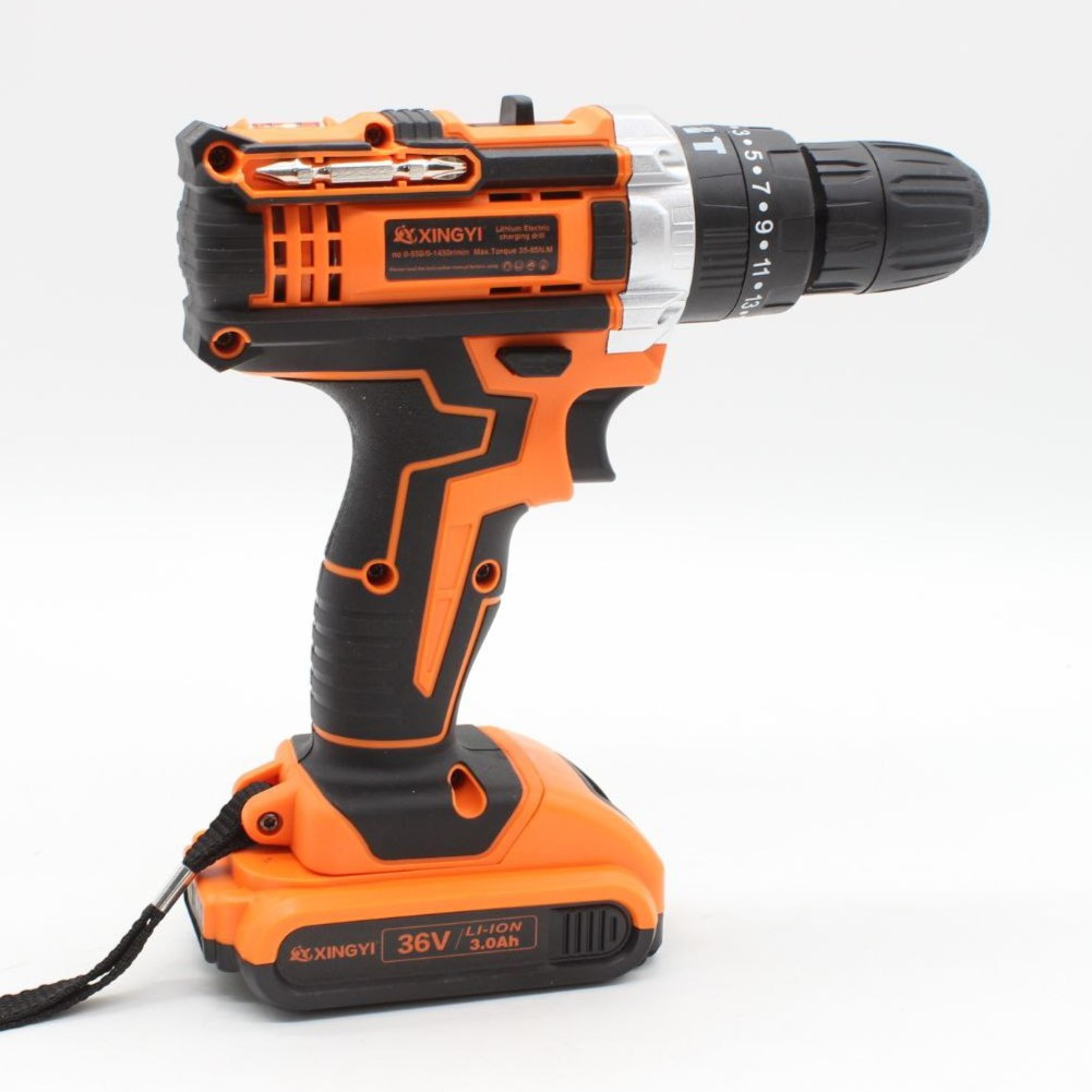 Акумуляторний шурупокрут із набором інструментів 2 акумулятори бездротовий дриль жовтогарячий, фото 1