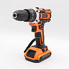 Акумуляторний шурупокрут із набором інструментів 2 акумулятори бездротовий дриль жовтогарячий, фото 4