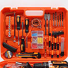 Акумуляторний шурупокрут із набором інструментів 2 акумулятори бездротовий дриль жовтогарячий, фото 5