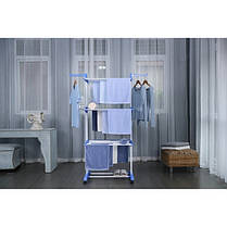 Багатоярусна сушарка органайзер для одягу синя Bonro B07, фото 3