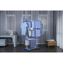 Багатоярусна сушарка органайзер для одягу синя Bonro B07, фото 4