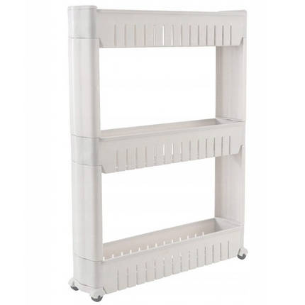 Полиця етажерка для ванної на колесах біла Bonro B03, фото 1