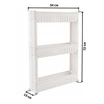 Полиця етажерка для ванної на колесах біла Bonro B03, фото 2