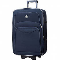 Набір валіз Bonro Style - 2 шт (M+L) синій середня і велика дорожні тканинні на колесах з кодовим замком і висувною ручкою, фото 4