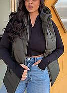 Жіночий жилет-безрукавка на синтепоні (р.44-46,48-50,52-54,56-58,60-62) з капюшоном, фото 7